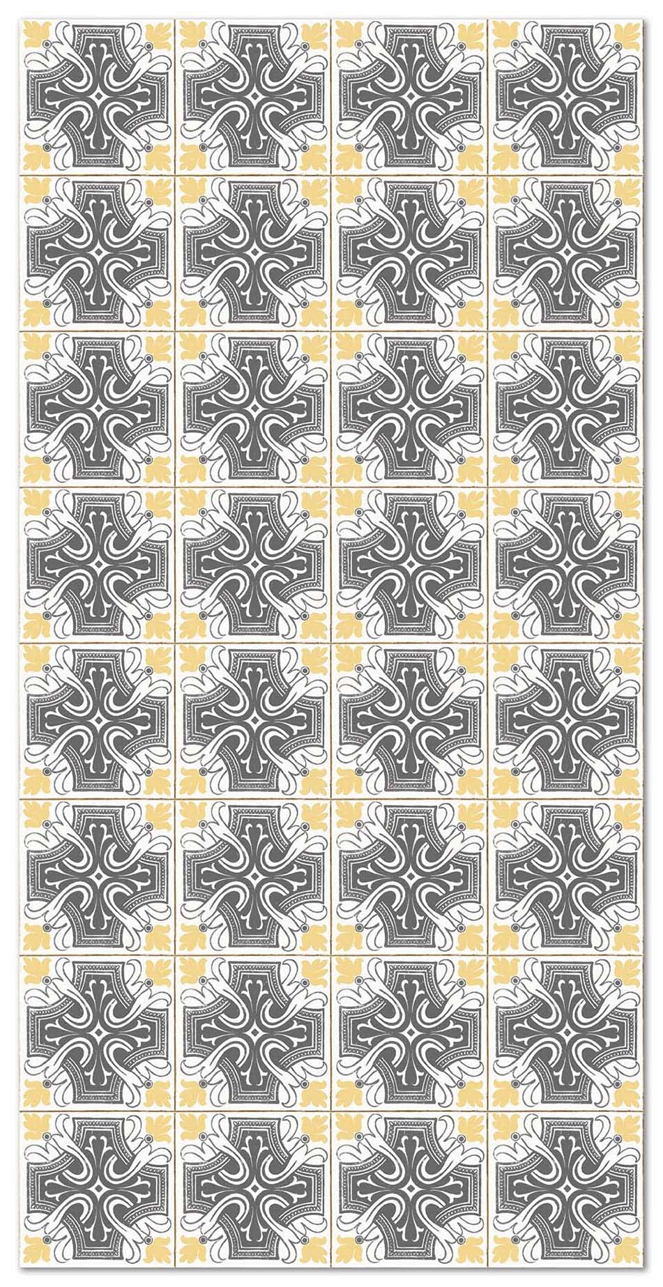 Panorama Tapis Vinyle - Modèle Carreaux Ciments Salamanque Jaune 300x200 cm - Différentes Tailles - Deco Maison, Cuisine, Chambre et Exterieur
