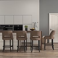 Vista 49 de VKNOW Juego de 2 Taburetes de Bar, Taburetes de Bar Tapizados de Altura de Mostrador, Taburetes Modernos de Mostrador con Patas de Madera para Isla