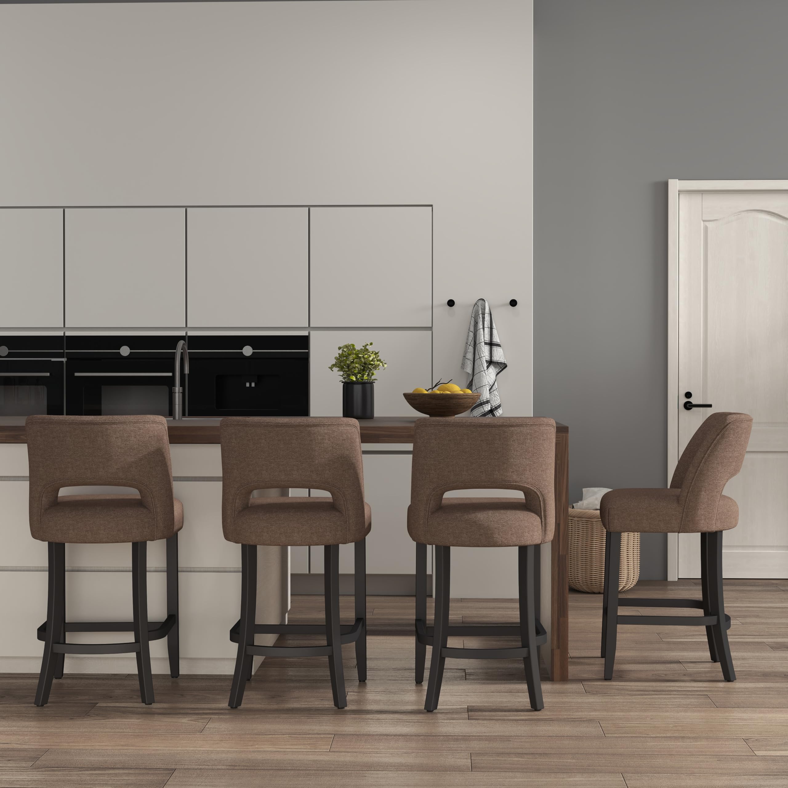 VKNOW Bar Stools Set of 4, 26" Upholstered Counter Height Bar Stools