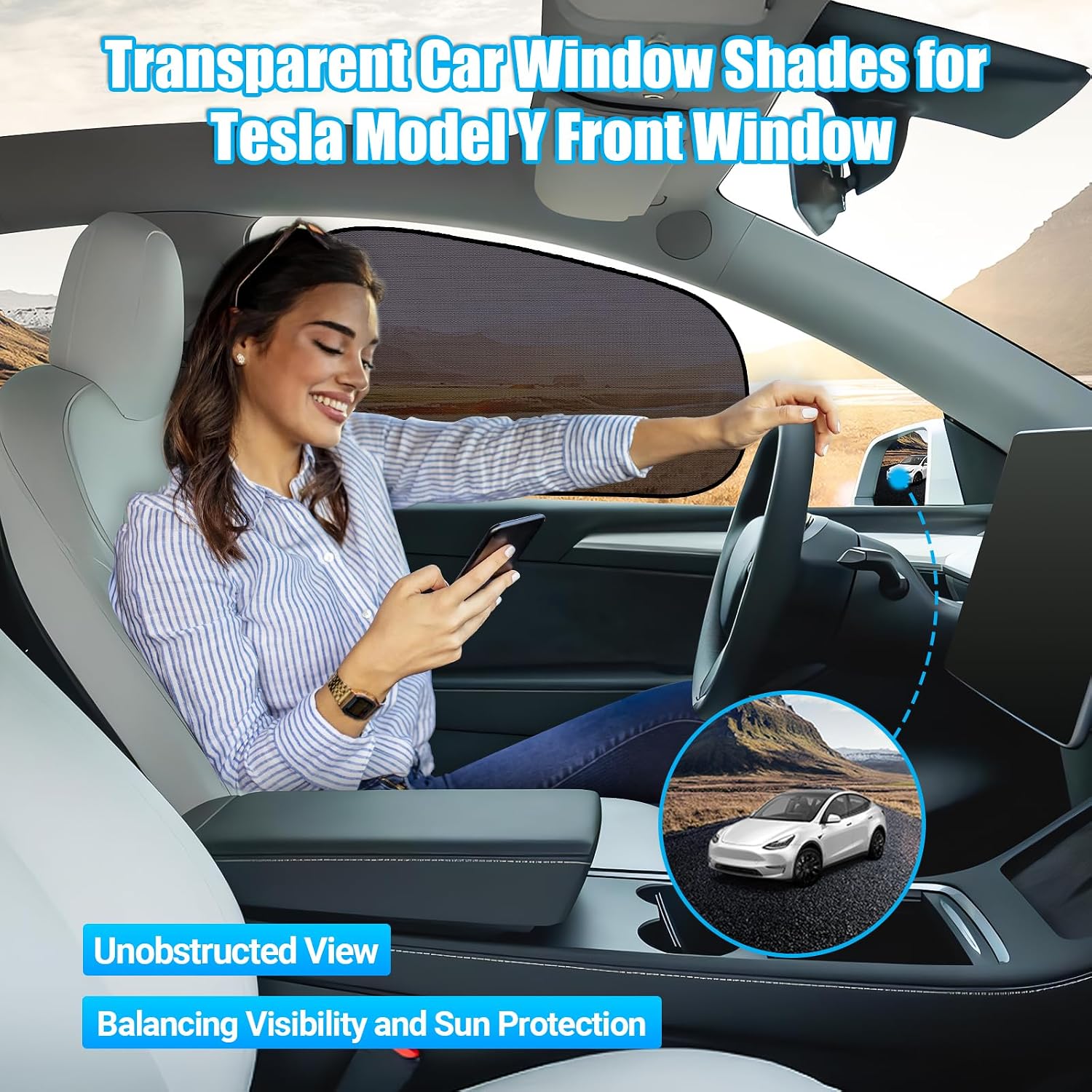 ZATOOTO Tesla Model Y Front Car Window Shades 2018-2026,Anti-Glare image 5