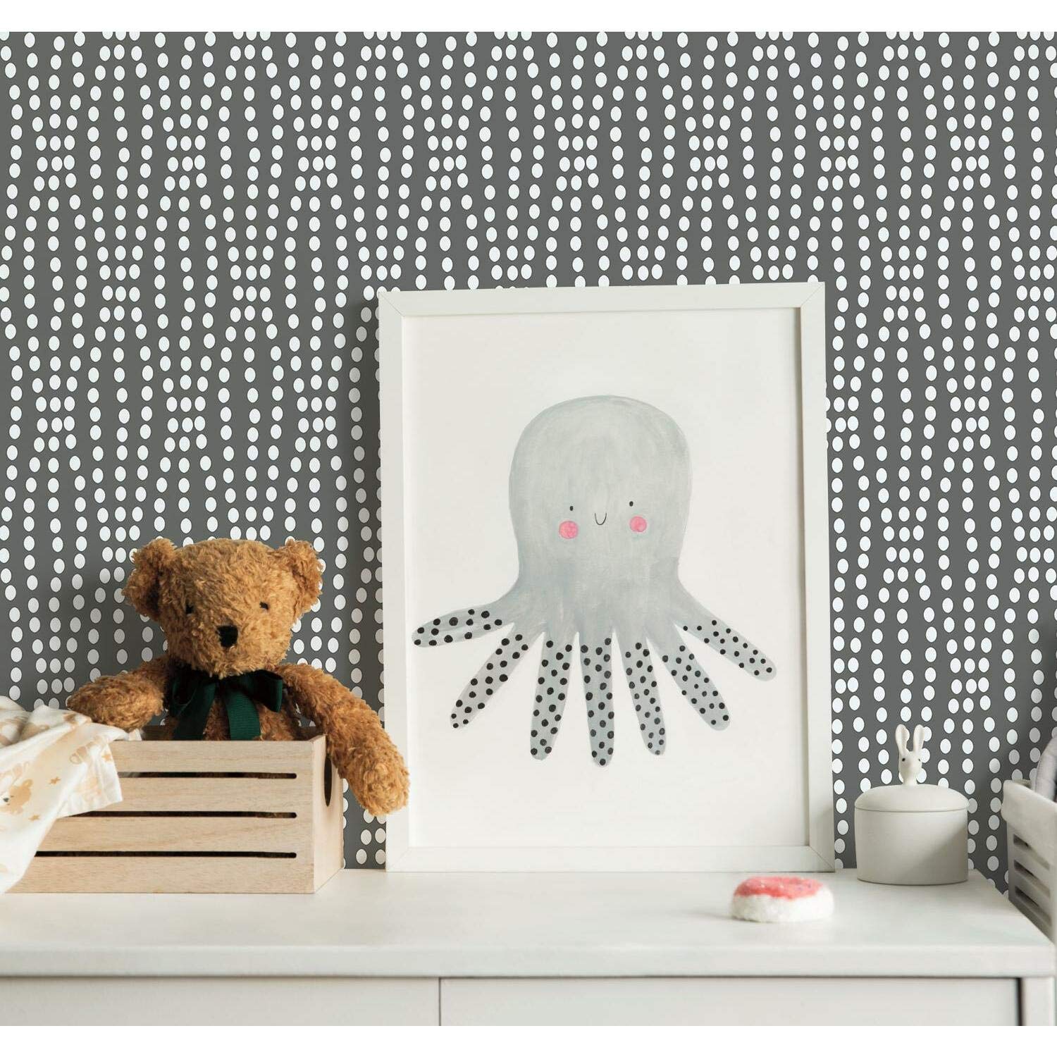 RoomMates Waverly Strands Peel and Stick Wallpaper, Grey, White - Image 2