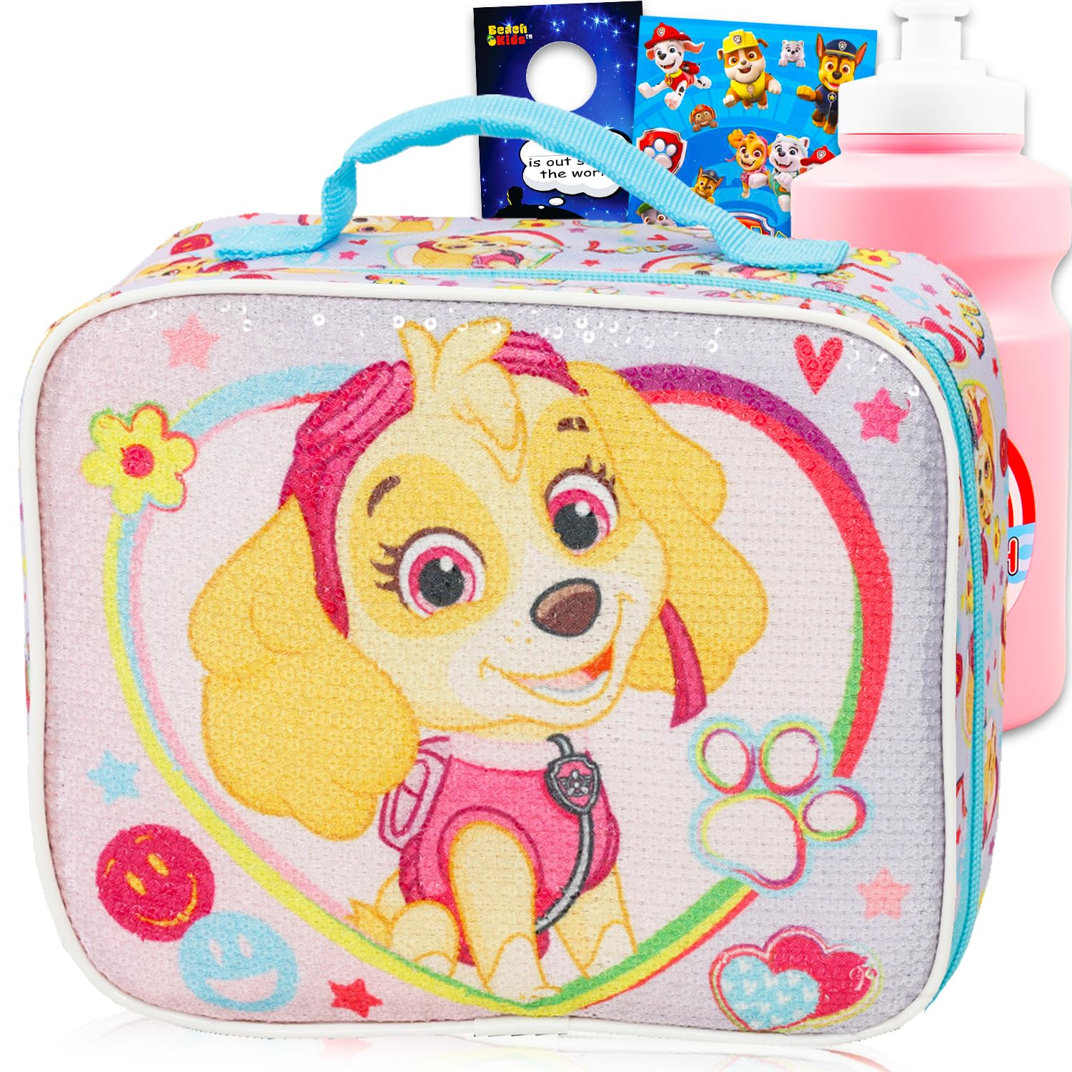 Paw Patrol Lunchbox für Mädchen – Paket mit Skye Lunchtasche plus wiederverwendbarer Wasserflasche, Aufklebern, mehr | Paw Patrol Lunchbox für Kinder, Mädchen