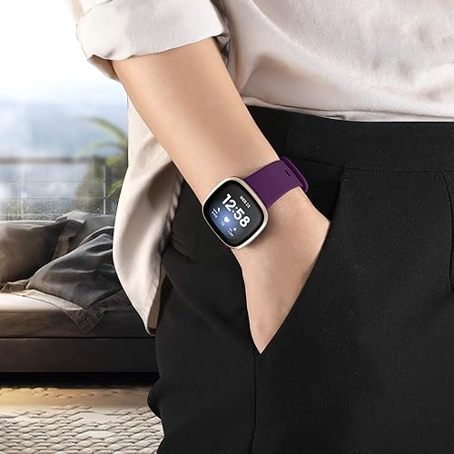 Miniatura 8 de Getino Compatible con correas Fitbit Sense, Fitbit Versa 3, bandas para mujeres y hombres, accesorios de silicona deportiva de repuesto suave e