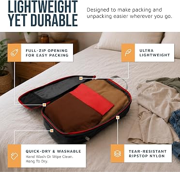 Large Compression Packing Cubes for Travel-Packing Cube Luggage Organizers 7 Piece Set for Checked Luggage-Ultralight, Expandable/Compression Bags by TRIPPED Travel Gear (Grey and Orange Mesh)