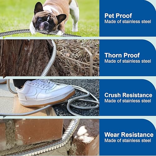 Miniatura 4 de Manguera de jardín de metal de 100 pies, flexible de acero inoxidable, manguera de agua resistente de 100 pies con boquilla de manguera de alta