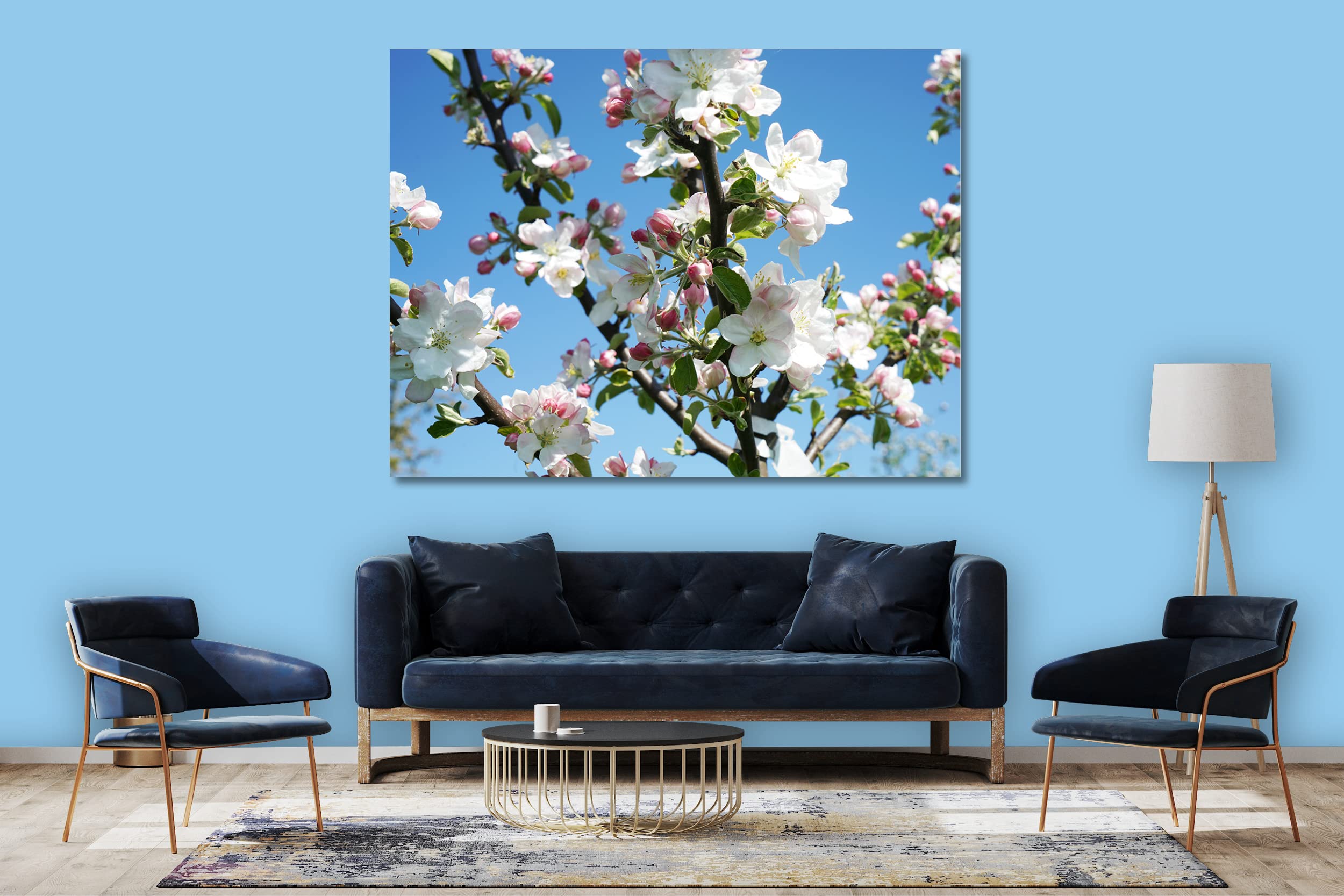 Glücksvilla - Fioritura dei meli (tela 2 cm, 60 x 40 cm) | varie misure - quadro murale orizzontale - giardino fiori fioritura pianta natura botanica albero ramo ciliegia