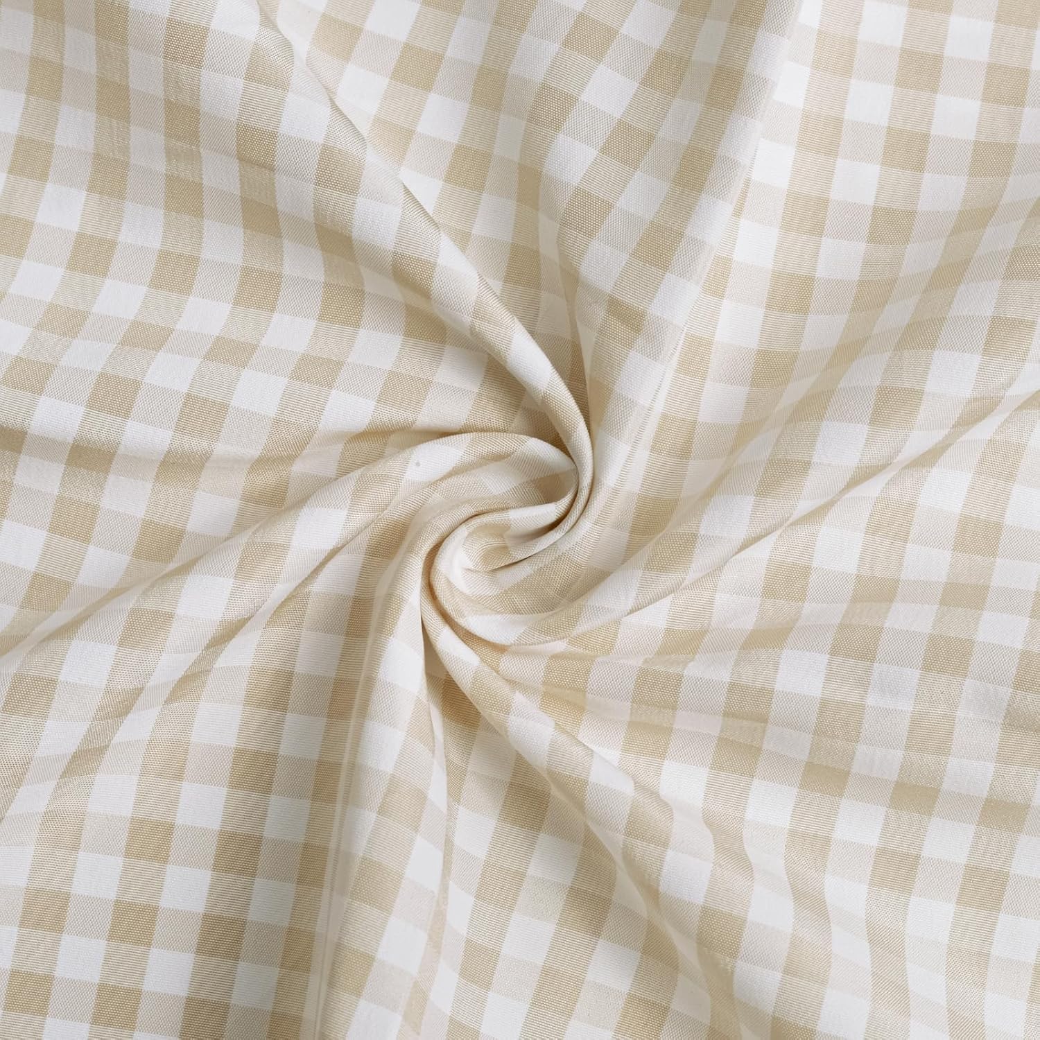 57”W x 36”L Gingham Polyester Fabric Cut By The Yard, Checkered Plaid Vintage Fabric for DIY, Handmade and Sewing (Beige, 1 Yard)