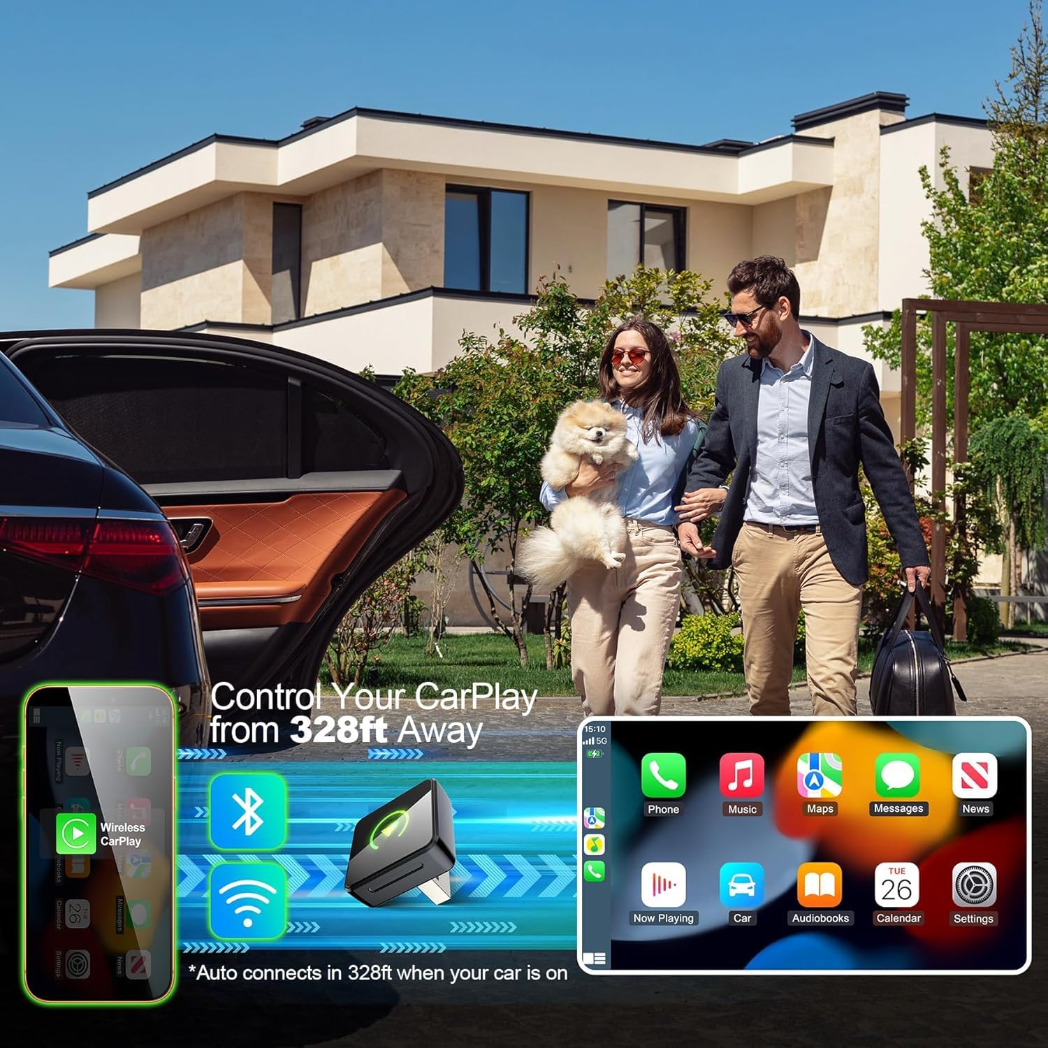 QAT Wireless CarPlay Adapter Upgrade Wired CarPlay to Wireless, Mini USB Design for Cars with Built-in Wired CarPlay Plug and Play Easy Use Fast Stable Connection Car Play for i-Phone — view 3