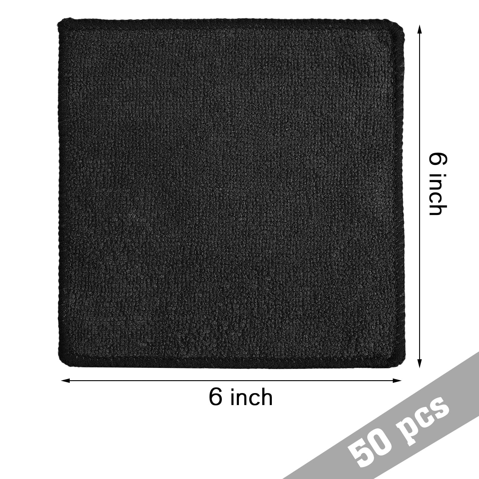 Tanlade Paño de limpieza de microfibra de 6 x 6 pulgadas, trapos de limpieza, toallas de cocina razonables, toallas de microfibra para lavado y borrado en seco (negro, 50 piezas)