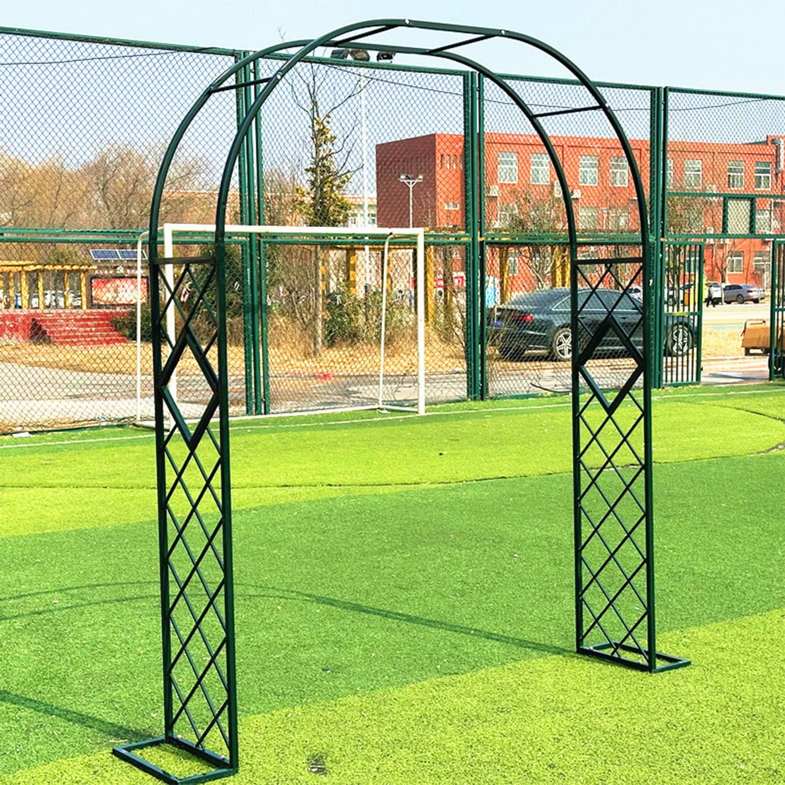 Metalowa kratka ogrodowa do pnącza Heavy Duty Outdoor Pergola Arbor z powłoką proszkową wykończenie mocne łuki do winien różowych, zielone, 220 x 230 cm