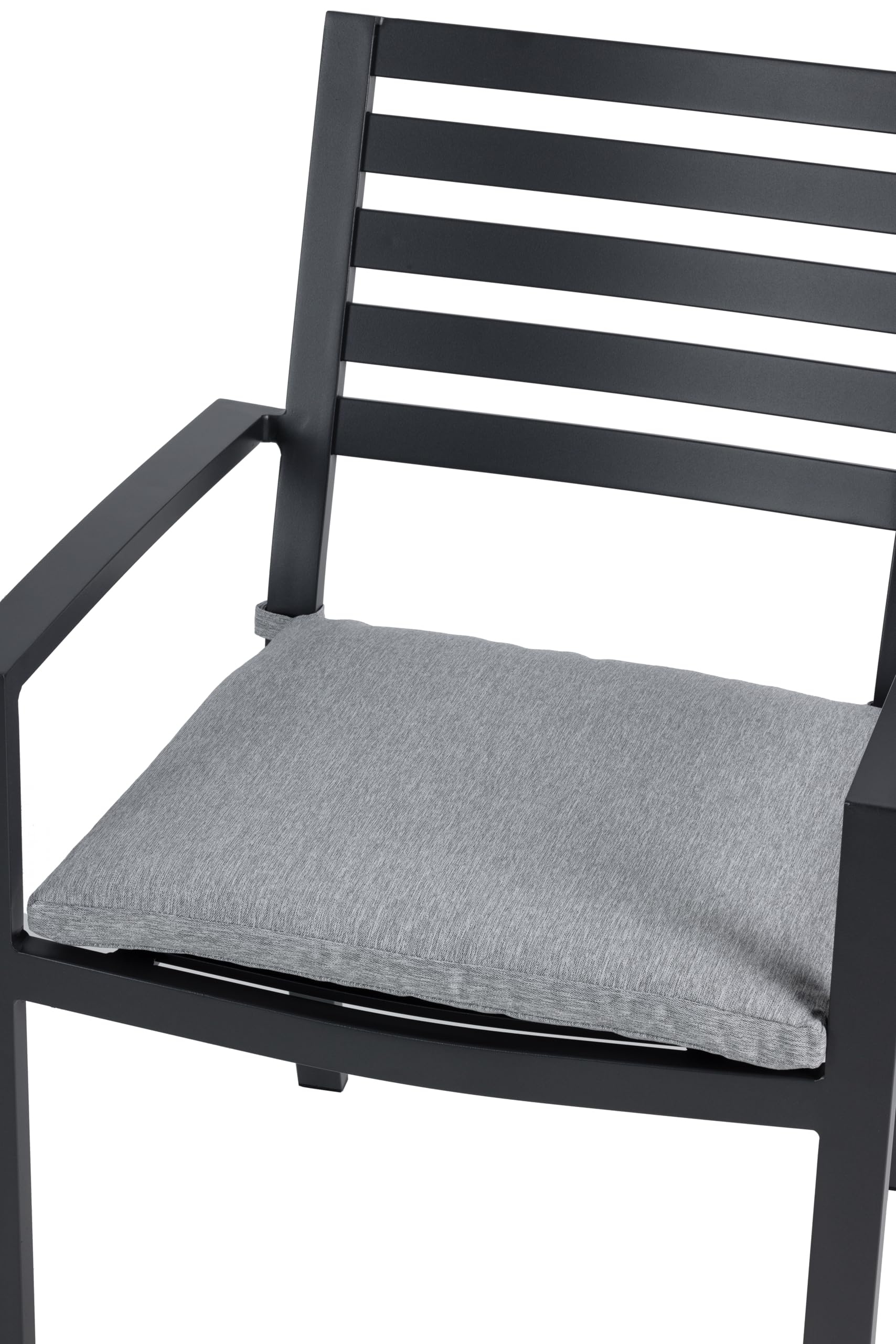 METRO Professional Gartenstuhl mit Armlehne und Kissen, Aluminium, 57 x 61 x 85 cm, 150 kg Tragkraft, Dunkelgrau