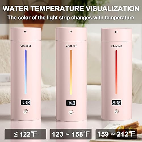 Miniatura 3 de CHACEEF Hervidor eléctrico portátil de 11.8 fl oz, hervidor eléctrico pequeño con 5 ajustes preestablecidos variables, caldera de agua caliente de