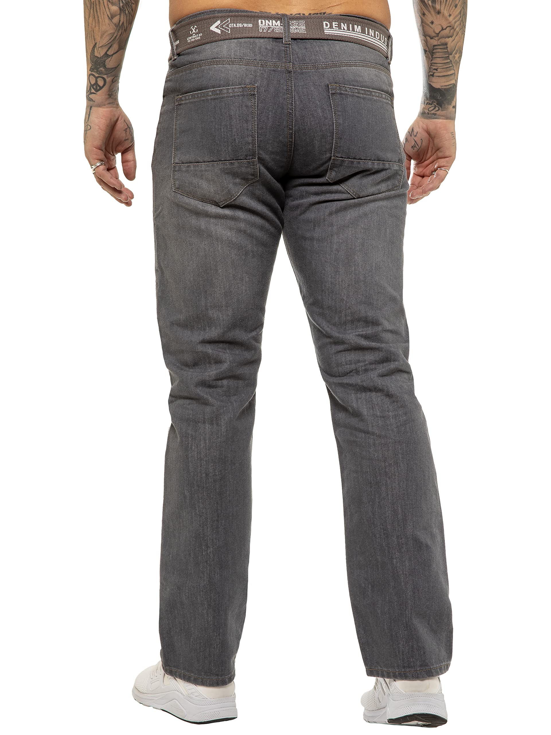 Pantalon Jeans Coupe Regular Coton Homme avec Ceinture