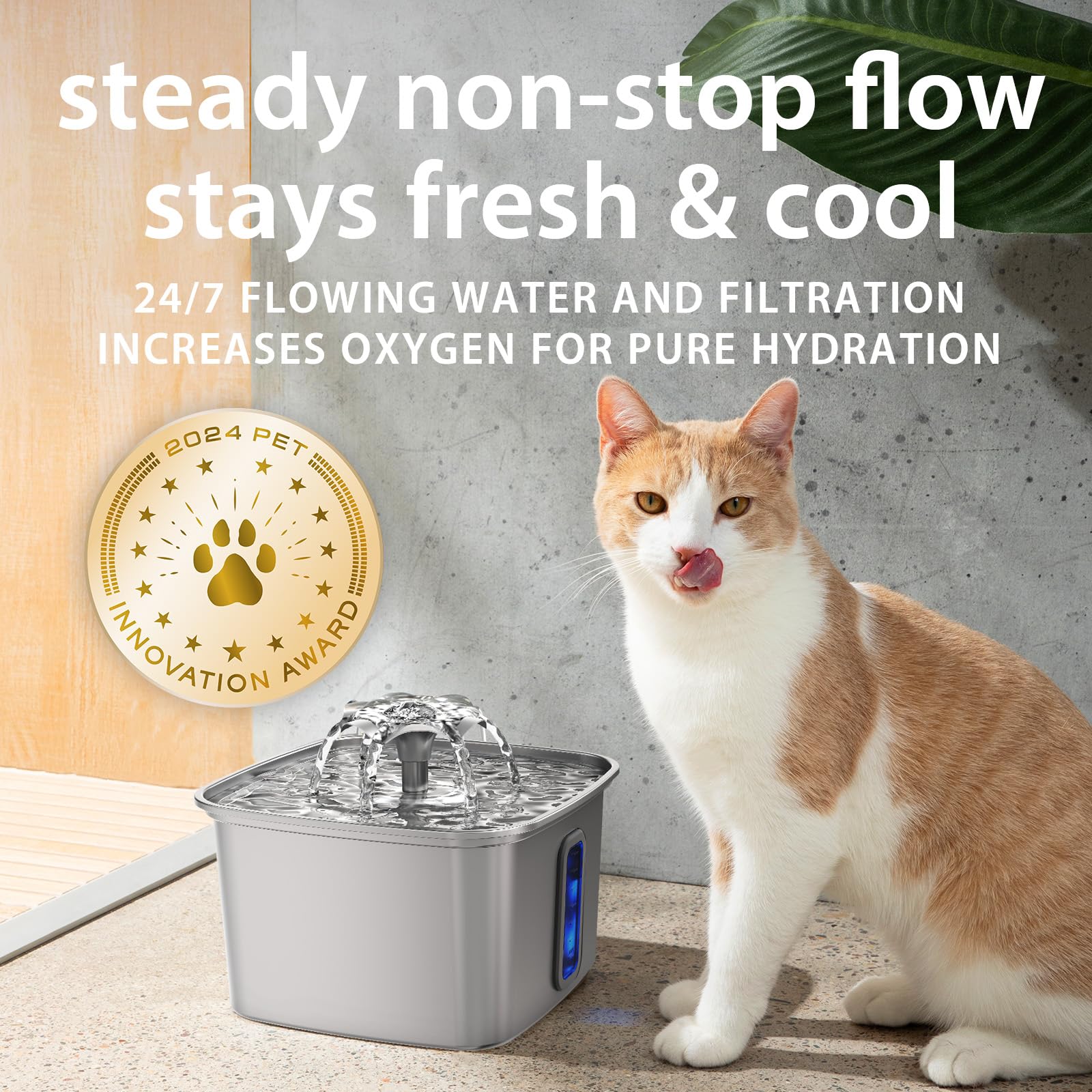 PETLIBRO Upgrade Cat Water Fountain, Cordless Cat Fountain Battery Operated, App Monitoring 3L/101oz Dockstream 2 Pet Water Fountain with Stainless Steel Tray, 5GHz WiFi Dog Water Bowl Dispenser thumbnail 13