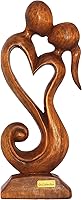 G6 Collection 12" Hand-Carved Suar Wood Eternal Love Couple Statue - Abstract Heart Sculpture Home Decor Gift
