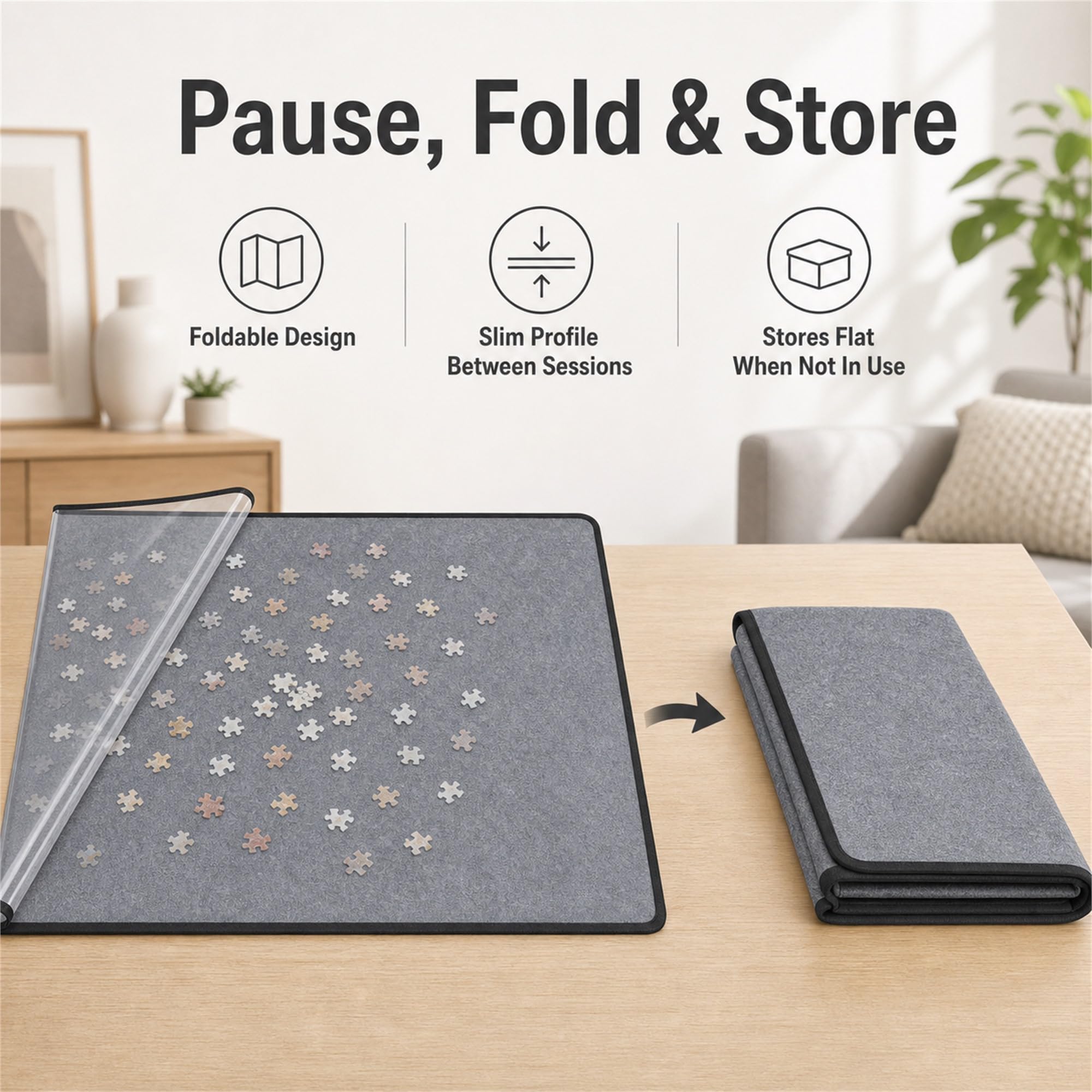 Tablero De Rompecabezas Inclinable,Tablero De Rompecabezas Plegable,Mesa De Rompecabezas De Fieltro,Almacenamiento De Mesa De Rompecabezas,para Adultos