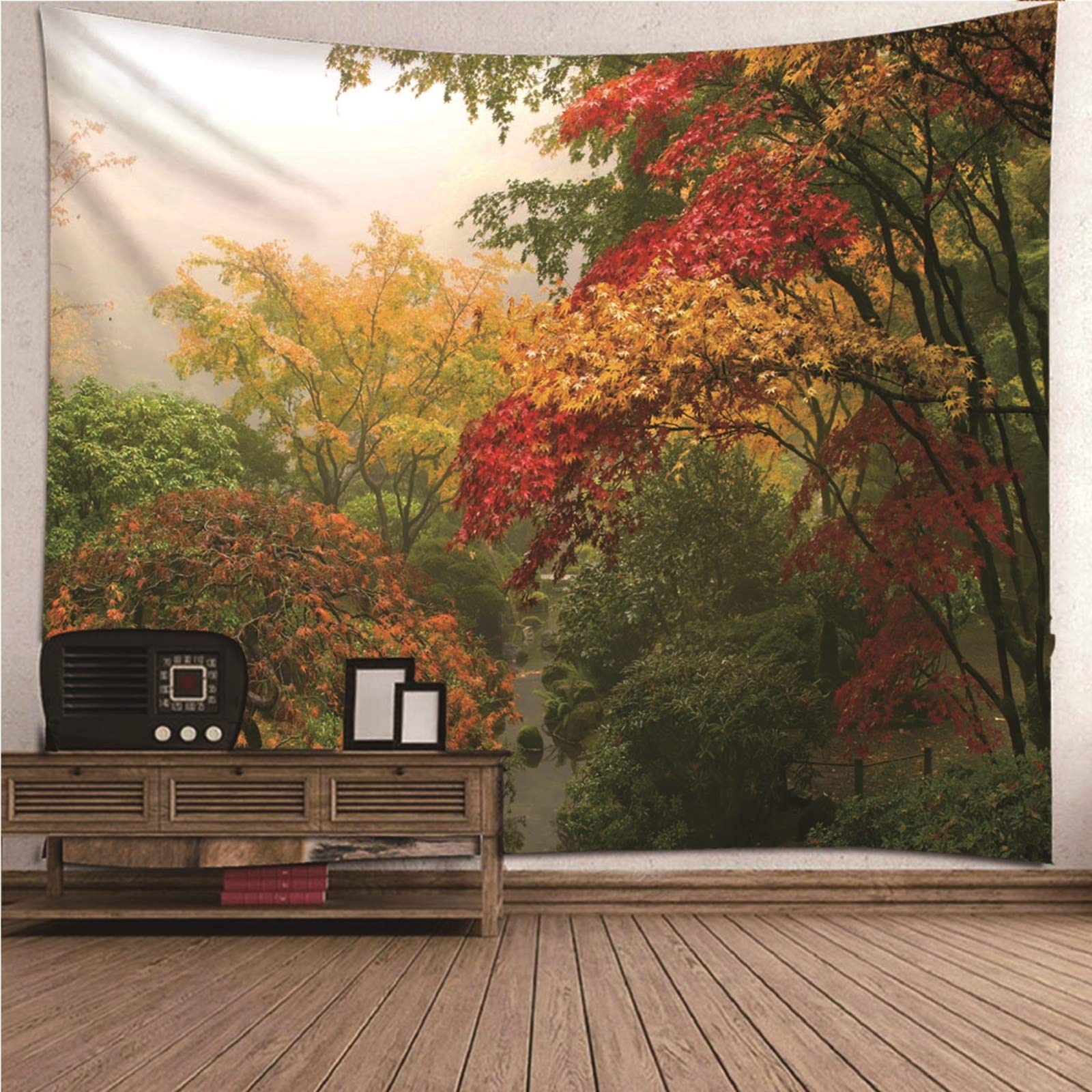 Aeici Tapiz Tela Muro Playa, Tela Pared Decorativa Árboles De Maple Tapiz para Colgar Pared(240X220Cm)
