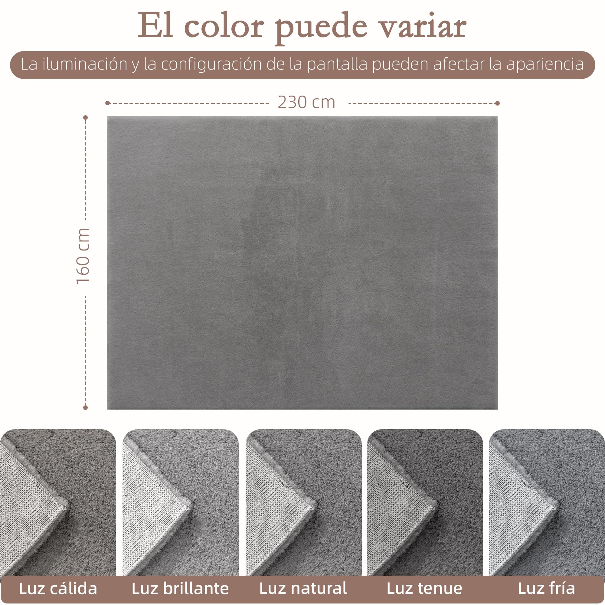 HOMCOM Alfombra Salón Pelo Largo Lavable 160x230 cm Gris Claro
