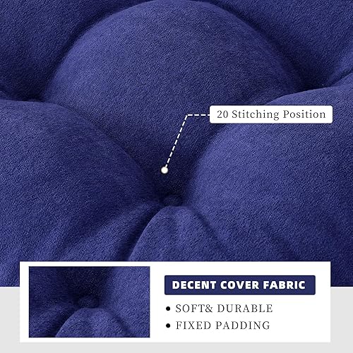 Miniatura 3 de HAVARGO Cojines para silla mecedora para interiores con respaldo alto, de madera, para patio, 1 cojín para silla y 1 cojín de respaldo, color azul