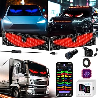 2er Led Augen für LKW und Auto, 37 × 9 cm Devil Eyes LKW, Flexible Teufelsaugen LED Anzeige mit Programmierbar App-Steuerung, Text, Graffiti, Verschiedene Muster, Leuchtschild, LED Anzeigetafel