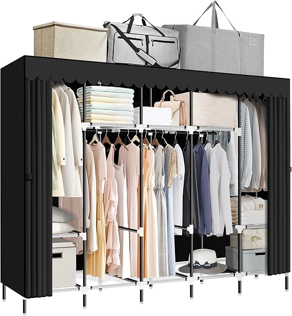 LOKEME Portable Closet, Great Size 82Inch Portable Wardrobe with 5 Hanging Areas and 10 Storage