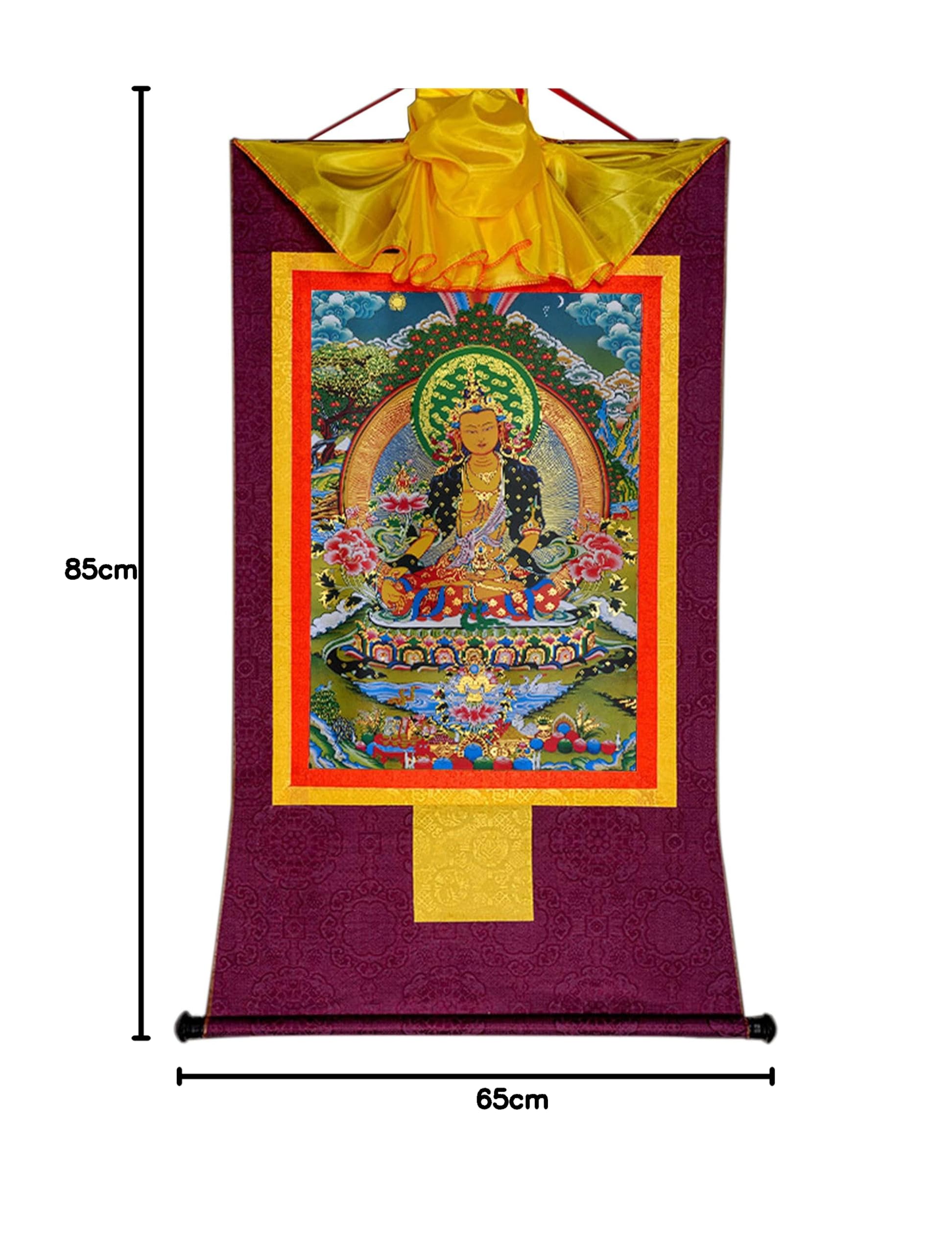 Gandhanra Thangka Tibetische Wandbehang,Ksitigarbha Thangka,Heißgeprägter Buddha Wandteppich für Zen Wohnkultur, Meditation, Spirituelle Entspannung und Ruhe