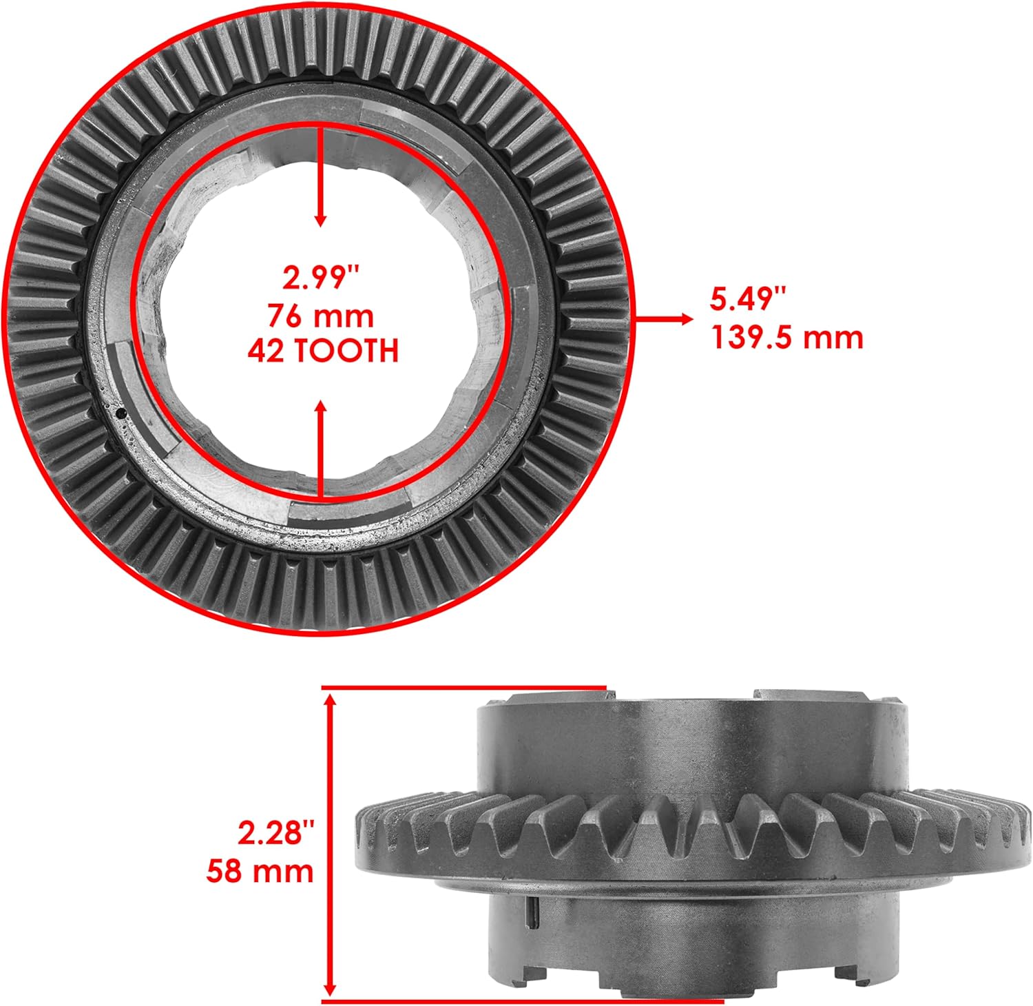 Caltric Front Differential Gear and Pinion Compatible with Polaris Sportsman X2 550 2010-2014 / XP 850 2010-2014 / Sportsman 550 2010-2014 Forest 550 2012-2014