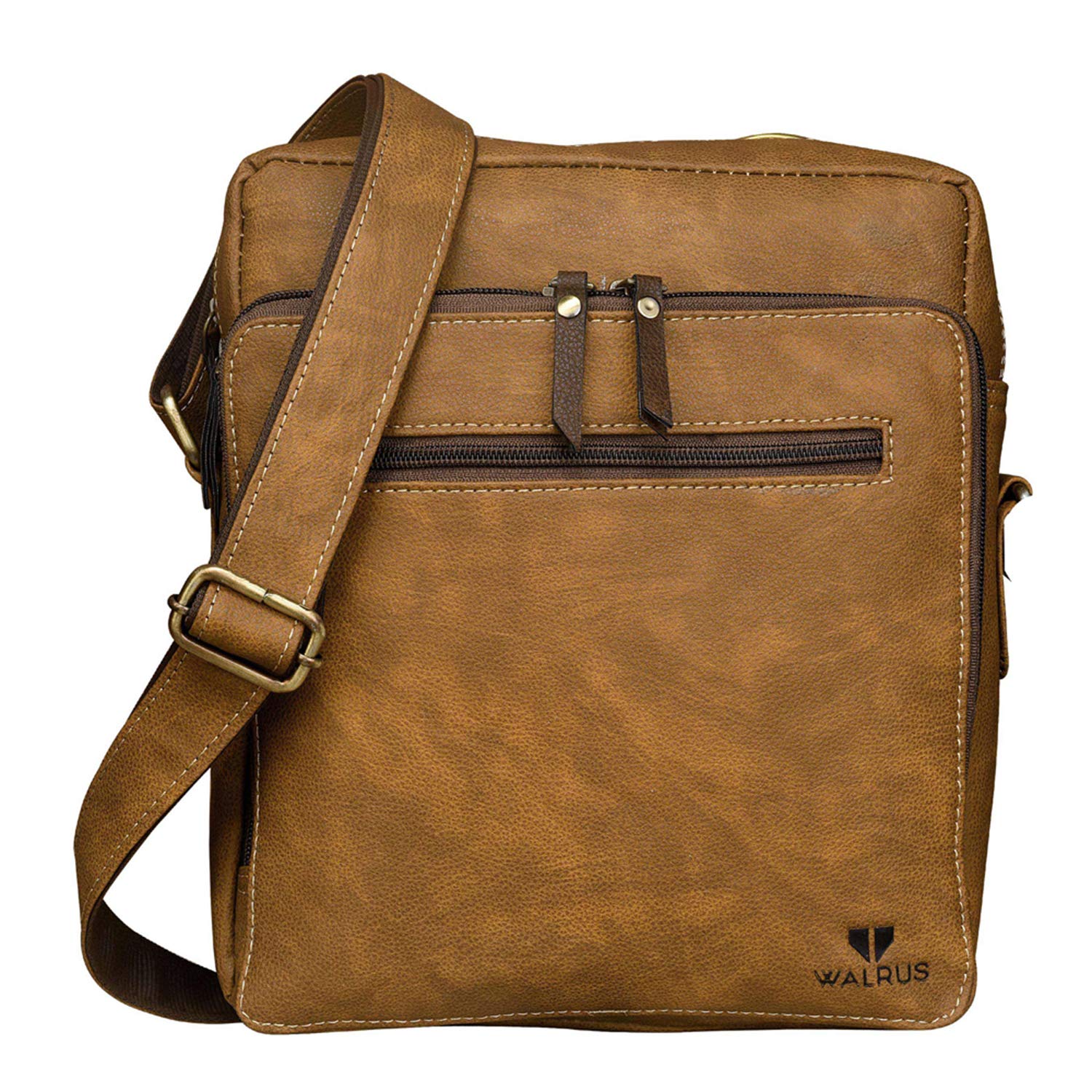 Mason Series Tan Vegan Leather Sling Cross Body Travel Office Messenger One Side Shoulder Bag, Professional & Casual Use, Unisex, Multiple Compartments, Ideal for Everyday Use-image-23