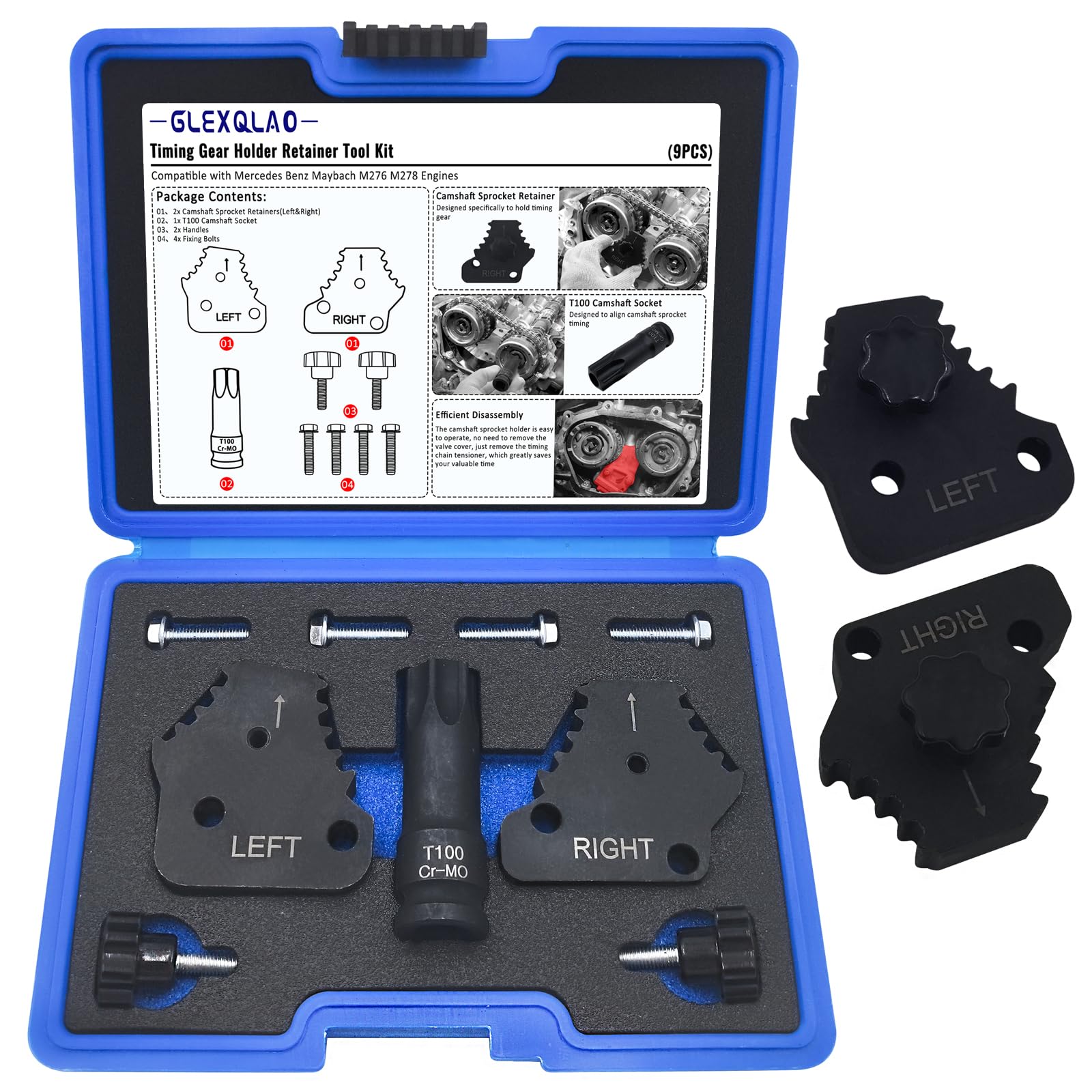 Timing Gear Retainer Tool Set Compatible with Maybach Mercedes Benz M276 M278 Engines, Camshaft Sprocket Screws Removal Kit with T100 Socket