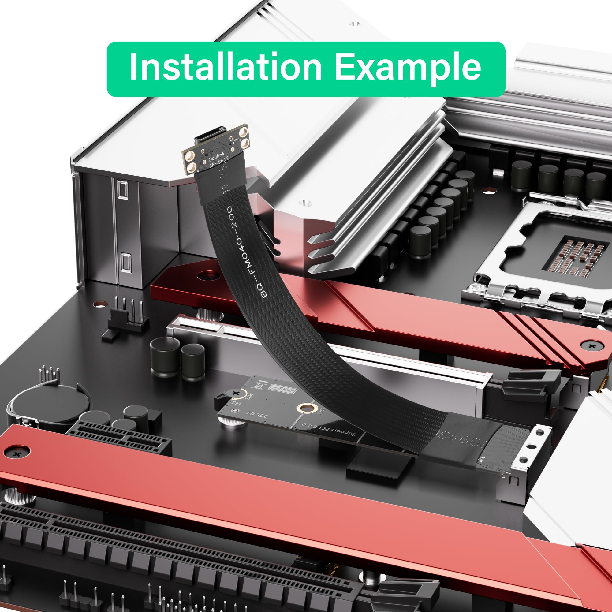 SinLoon Cavo host M.2 M-Key PCI-E4.0 2280 NGFF a Oculink SFF-8612, 20 cm, supporto per SSD esterno Oculink, eGPU