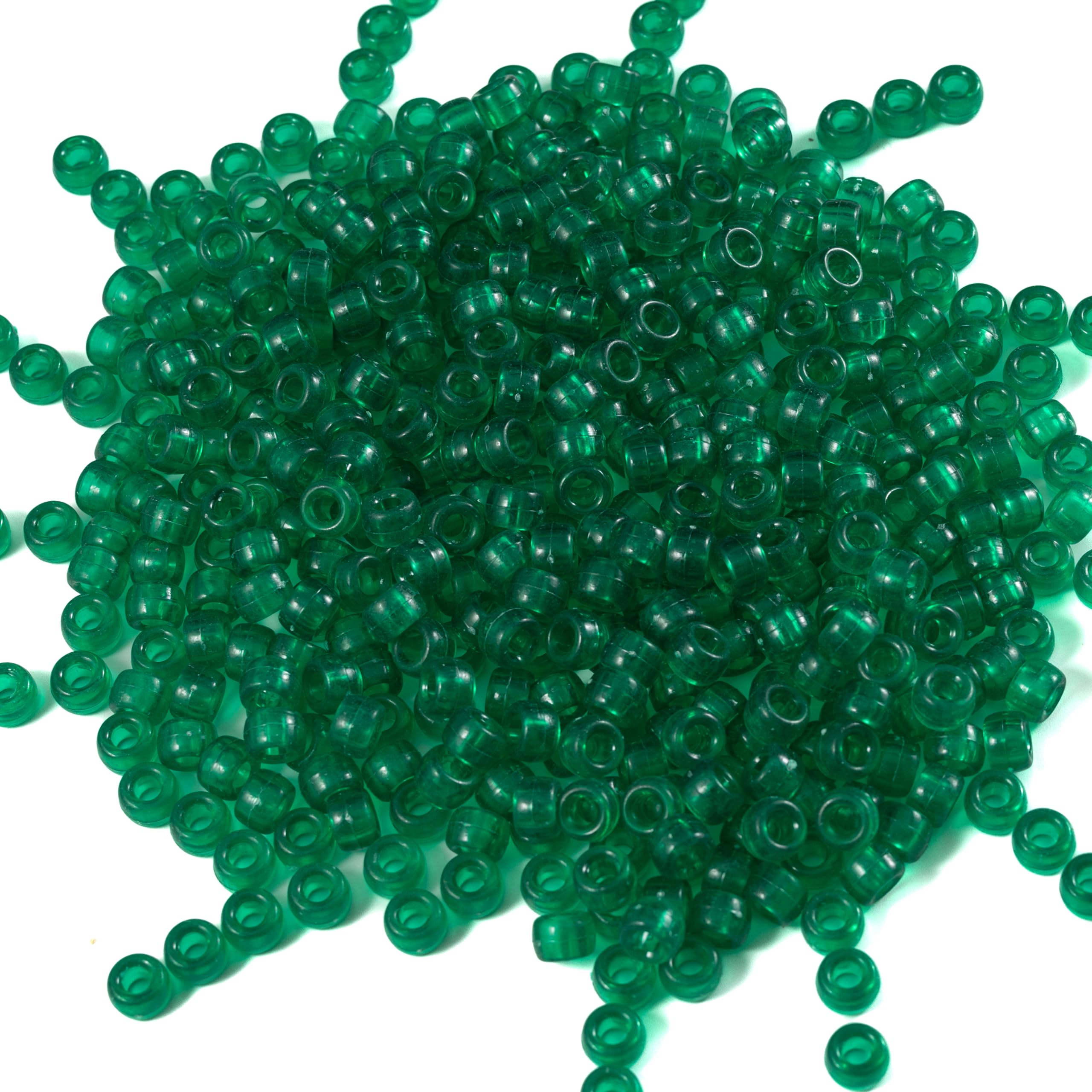 Gxueshan 1000 Pcs Acrylic Transparent Green Pony Beads 6x9mm Bulk for Bracelet Necklace Jewelry Making Earring Hair Braiding for Bracelets Making Plastic Beads - Image 2