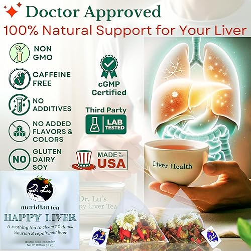 Miniatura 2 de Dr. Lu 's Happy Liver Tea  Té de desintoxicación y reparación de limpieza del hígado 100% natural fabricado en Estados Unidos  Cardo mariano de 11