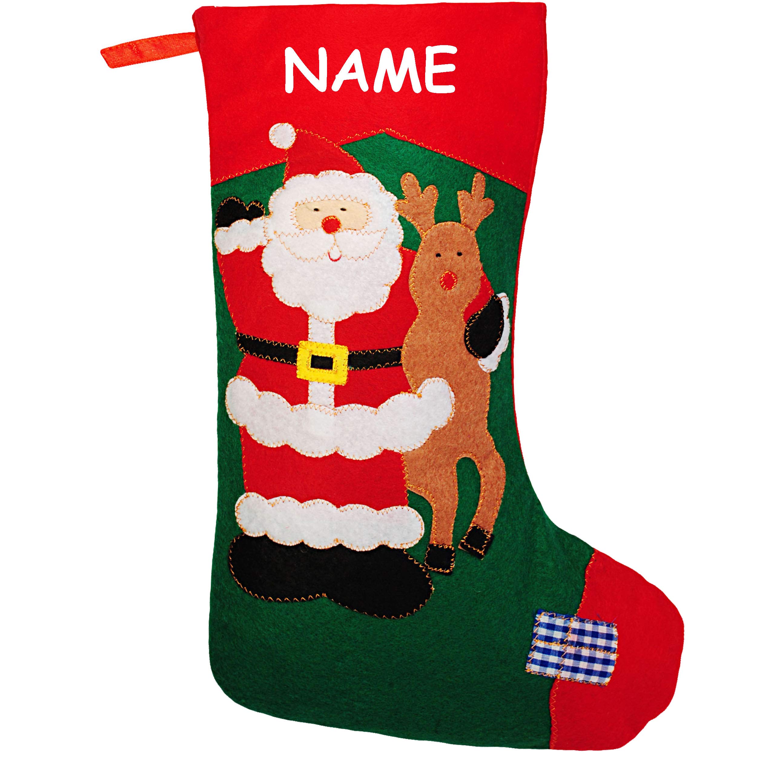 alles-meine.de GmbH 10 Stück XL - Weihnachtssocken & Filzstrümpfe - 50 cm - Weihnachtsmann & Rentier/Hirsch/Elch/Nikolaus/Santa Clause - zum Aufhängen - Nikolausstiefel..
