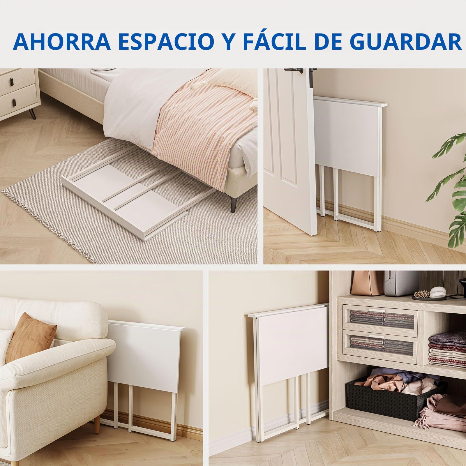 Dripex Mesa Escritorio Plegable, Mesa Ordenador, Compacto sin ensamblaje, Mesa de Estudio para Casa Oficina, Escritorio para computadora Manualidades, Blanca, 80 x 45 x 74 cm