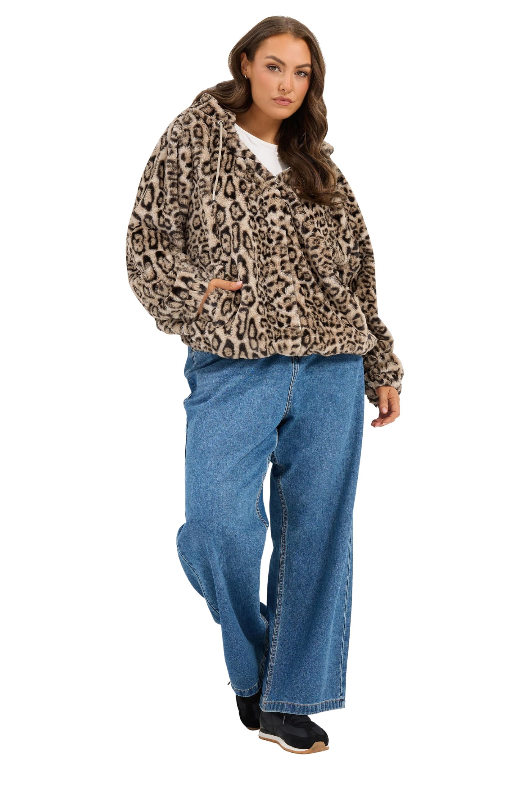 Yours Curve Natural Leopard Faux Fur Fleece - Women's - Plus Size Curve