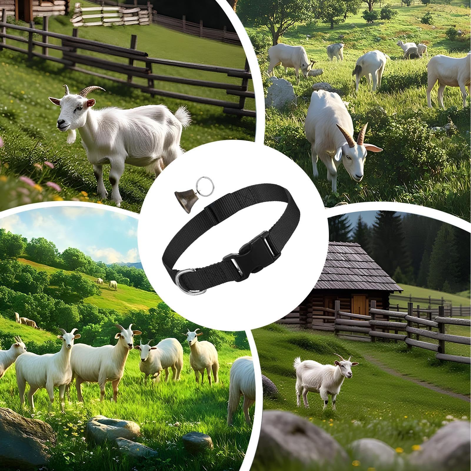 Collier de chèvre - Colliers de Mouton réglables | Anti Perdu la Cloche de pâturage pour Vache pour Animaux de chèvre