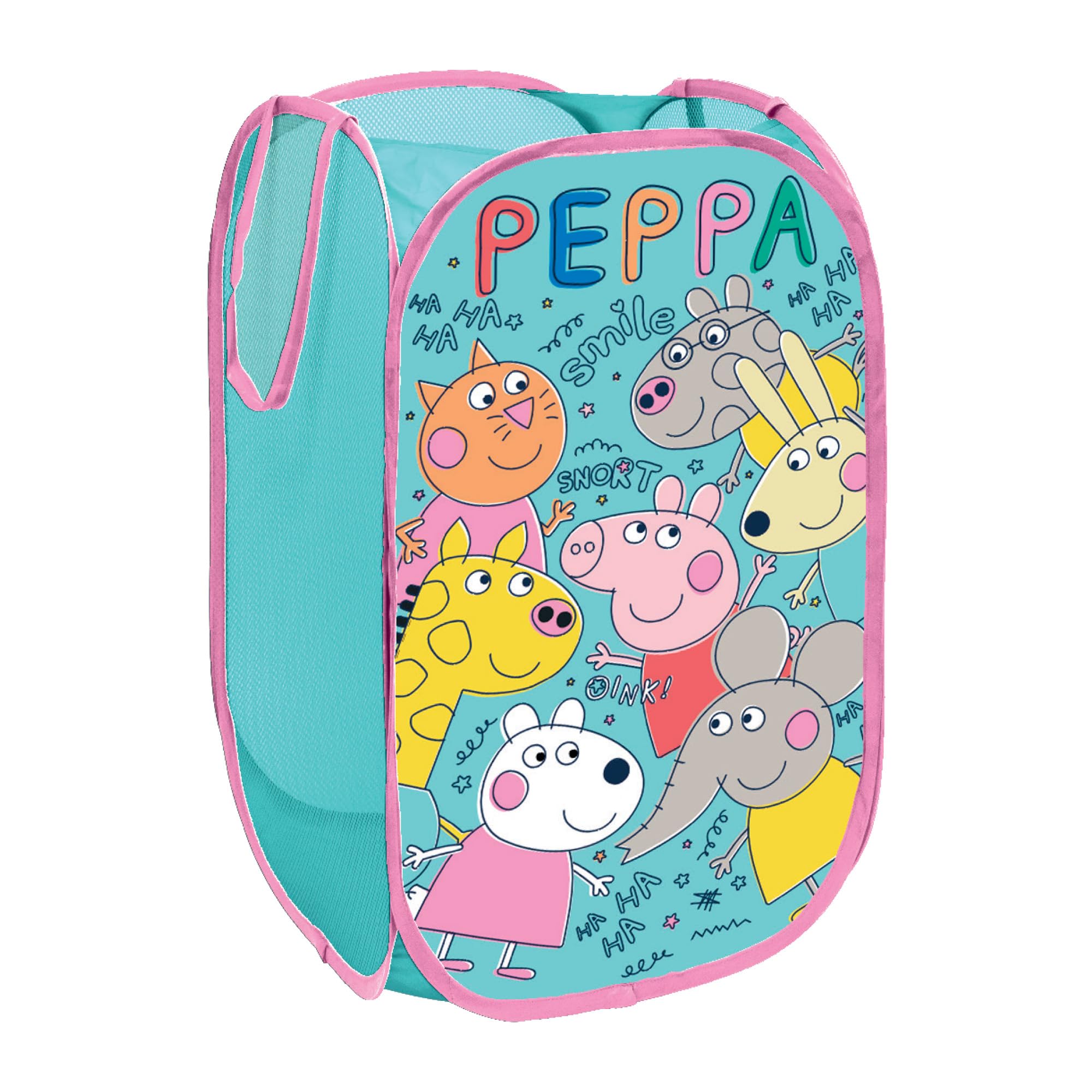 Disney Officially Licensed Pop-Up Bin | Foldable Storage Design | Perfect for Organizing Children's Room, Kids Playroom (Disney Design) | 36 x 36 x 58 cm (Peppa Pig Design)
