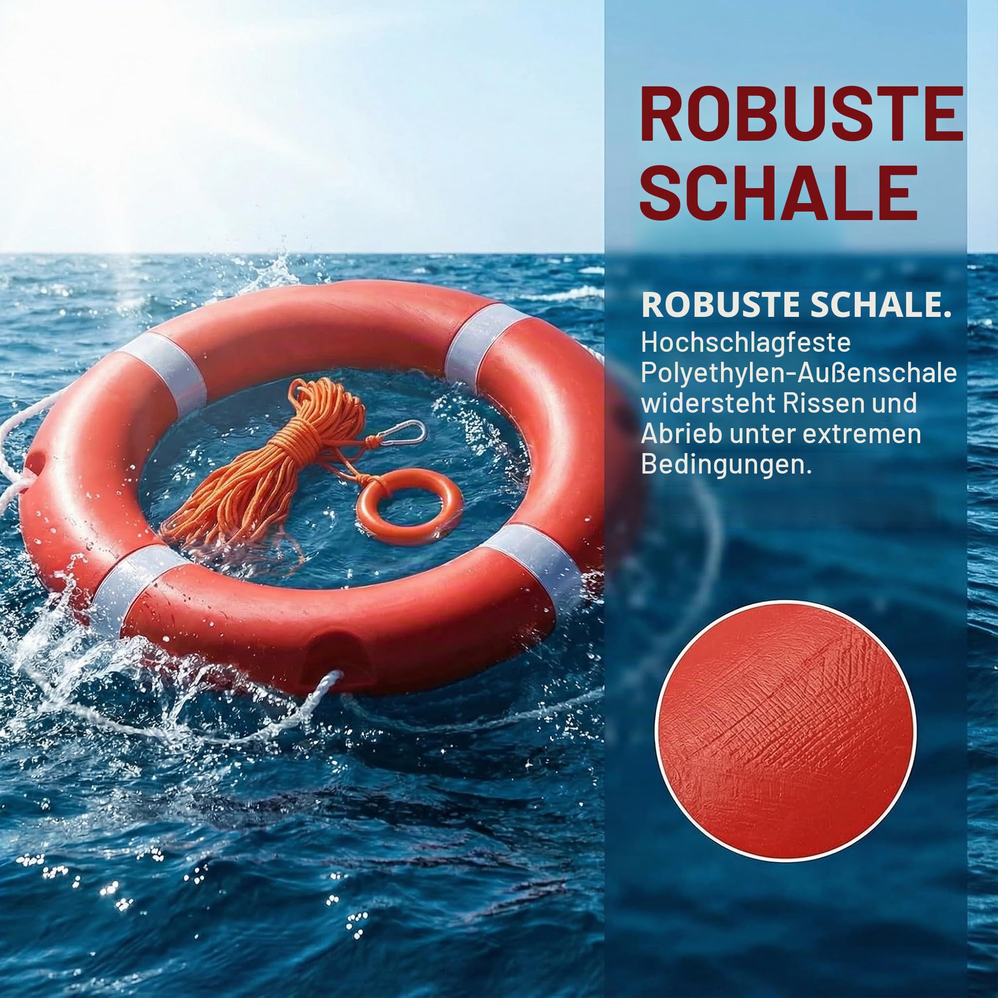 72 cm Boots Rettungsringe Rettungsring mit schwimmendem lebensrettendem Seil, 30 m Set, professioneller Wurfring, Rettungsschwimmer