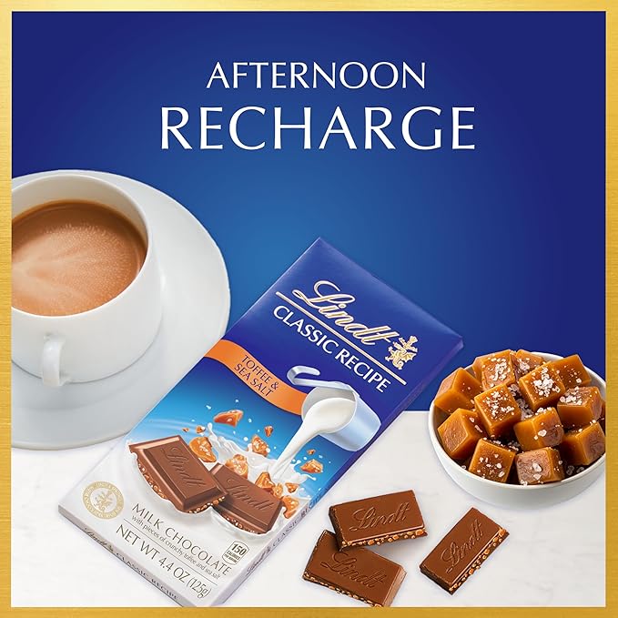 Lindt Chocolate con Toffee y Sal Marina, Tableta 4.4 oz, Pack de 12 miniatura 3