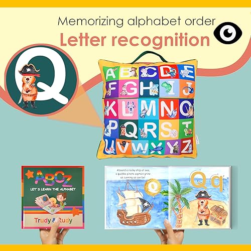 Miniatura 2 de ABC - Funda de almohada y libro de aprendizaje del alfabeto con seguimiento de letras, materiales educativos para la primera infancia y actividades