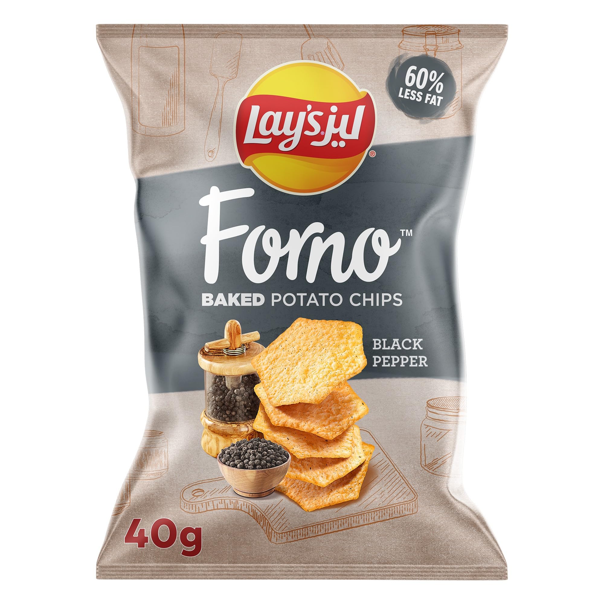 Lay’s Forno Cheese Baked Potato Chips Oven-Baked Snack with Rich & Creamy Cheese Flavor, 40 grams
