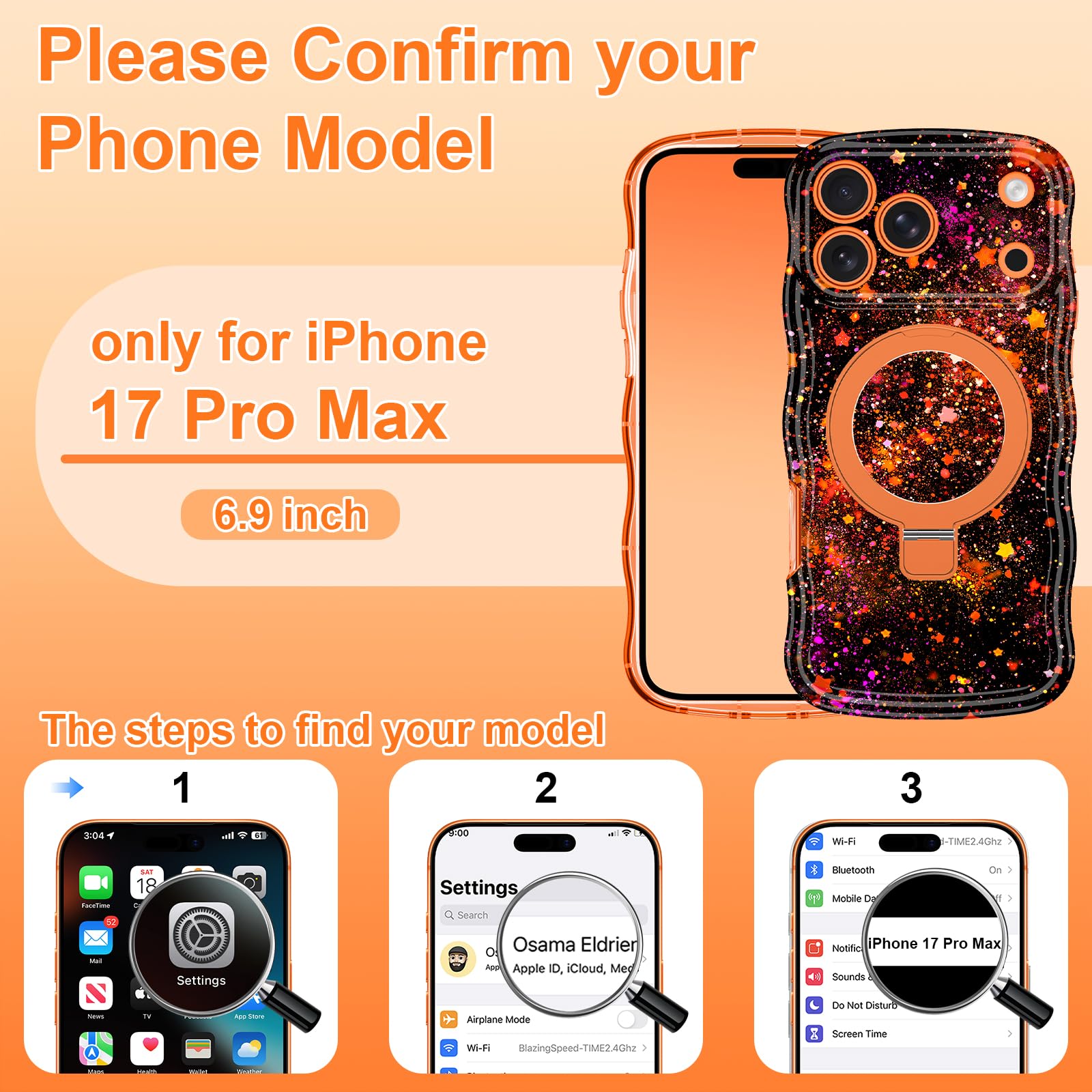 Meshine Custodia per iPhone 17 Pro Max con supporto magnetico, compatibile con MagSafe, cornice ondulata con grazioso design floreale, antiurto, protettiva per donne e ragazze, per iPhone 17 Pro Max