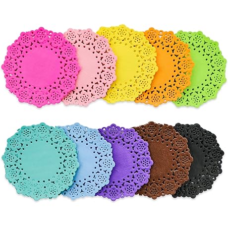 Elegant Touch of Charm: 200-Pack 3 Inch Colored Lace Paper Doilies