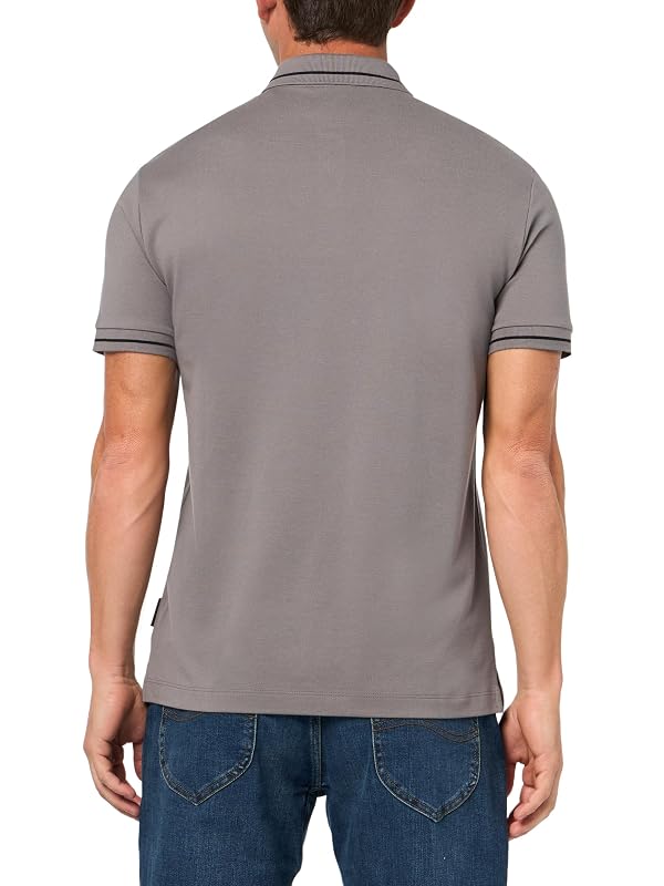 Armani Exchange Men's Pima Cotton Piquet Milano New York Polo Charcoal Gray, Small by Armani Exchange - Image 2