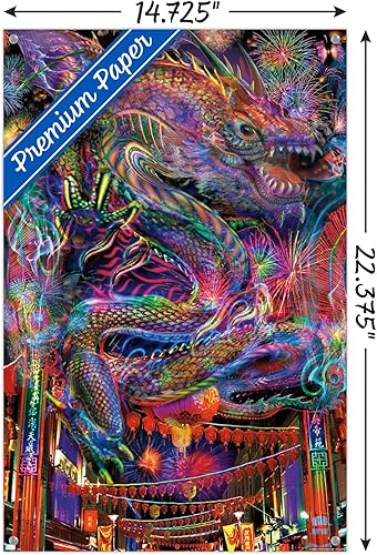 Miniatura 3 de Trends International Jumbie - Dragon Wall Poster, 14.72" x 22.37", Premium Poster & Push Pin Bundle