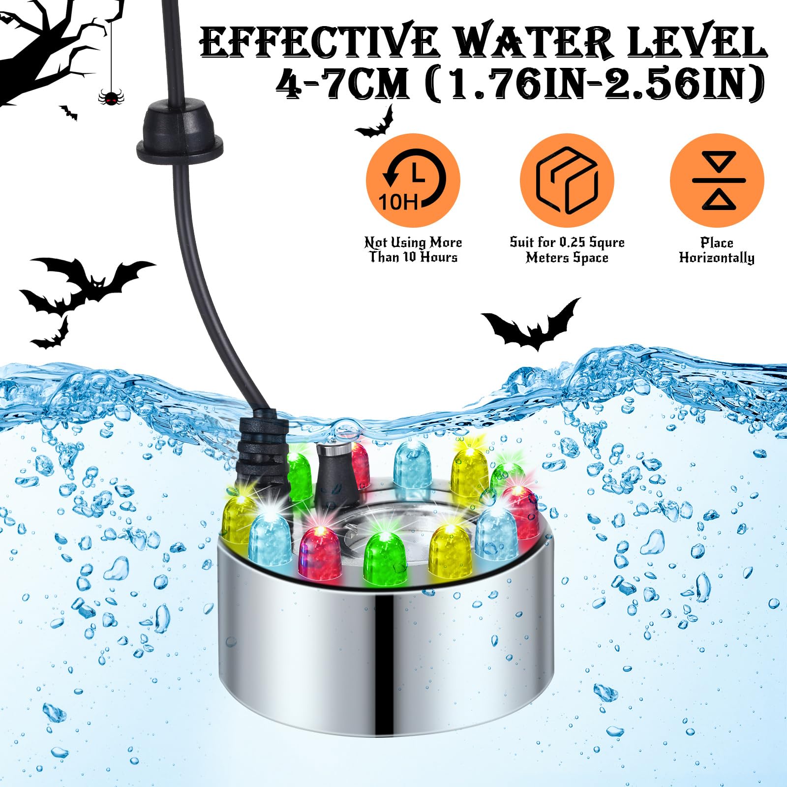 Copkim 4 Pcs Halloween Ultrasonic Mist Maker Fogger — 12 LED Water