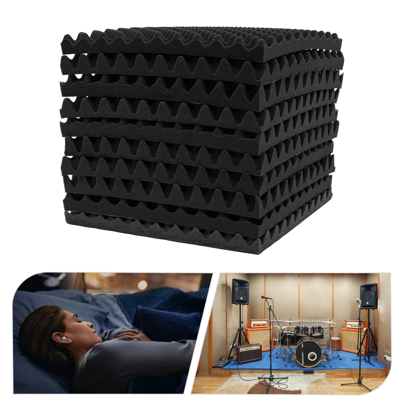 10 pannelli di fibra di poliestere ignifugo, assorbimento acustico, spessore 50 mm, isolamento acustico, parete ad alta densità, ideale per la decorazione della parete e misure acustiche (nero)