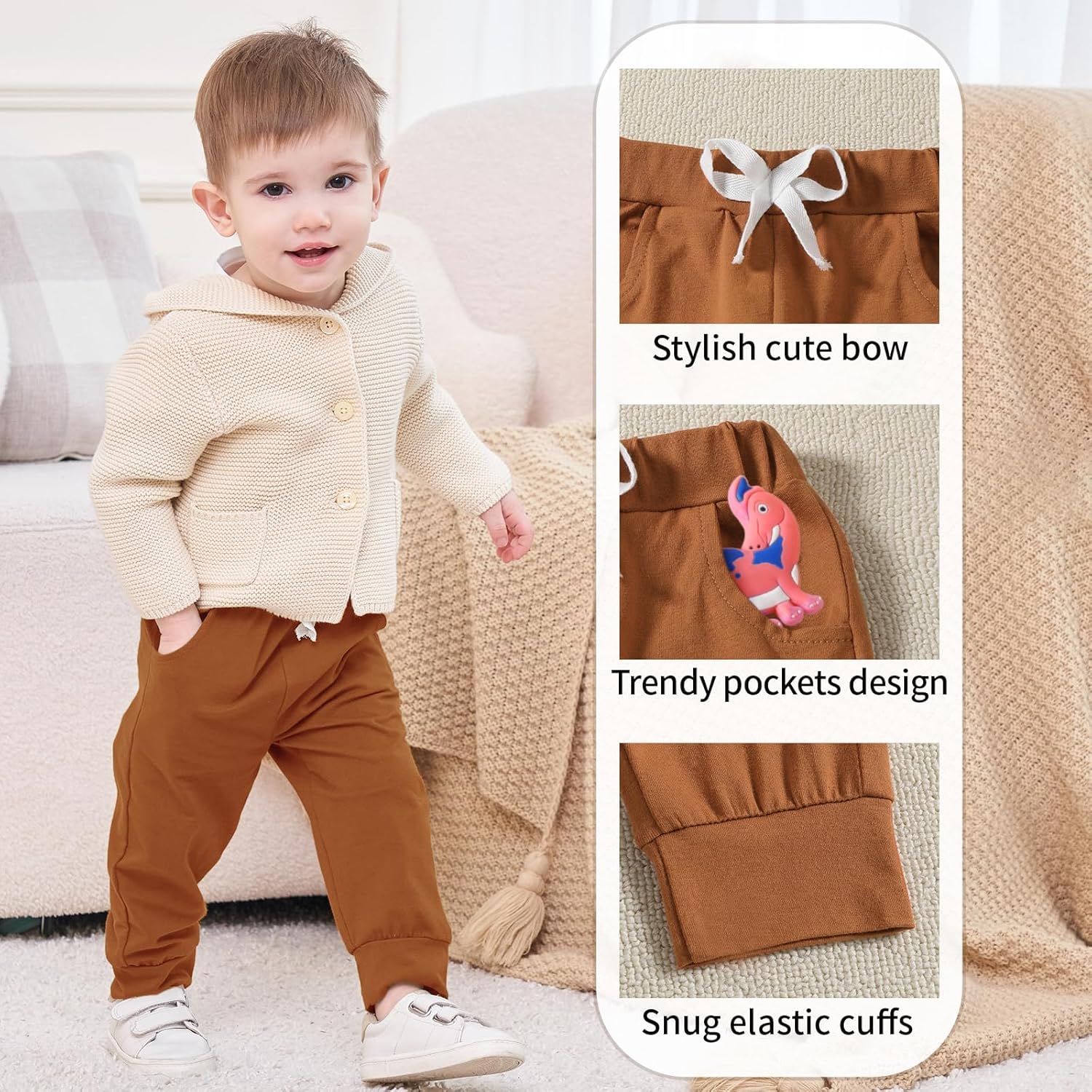 DREAM BUS Pack of 3 Toddler Jogger Pants with Pocket Toddler Boy Sweatpants Baby Boy Pants Infant Newborn Leggings - Image 4