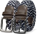 2 Pack Mens Elastic Belt, Braided Golf Belt For Men, Woven Stretch Belt Boys Belt For Father's Day