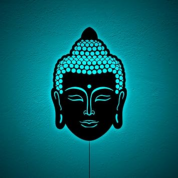 Buddha Wall Art With LED Light, Buddha Statue Wall Art, Meditation Room Wall Art, Buddha Wall Decor, Buddhism Decor, Yoga Studio Sign, Birthday Xmas Christmas Gifts, RGB 16 Colors Changing